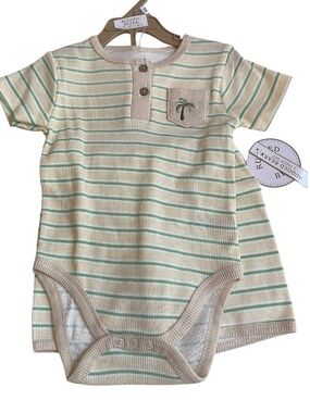 Rugged Bear Striped Ribbed Material Bodysuit & Matching Shorts NWT Size 18 mths
